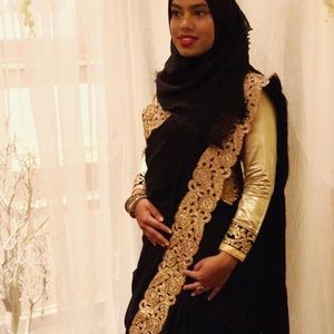Indian Georgette Saree in Black & Gold